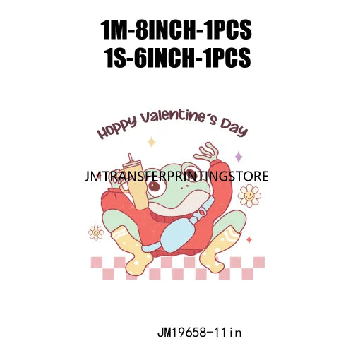 Retro Happy Valentine Cupid Vibes Iron On Stickers DTF Transfers Ready To Press For Coat Jeans Bag Pillow