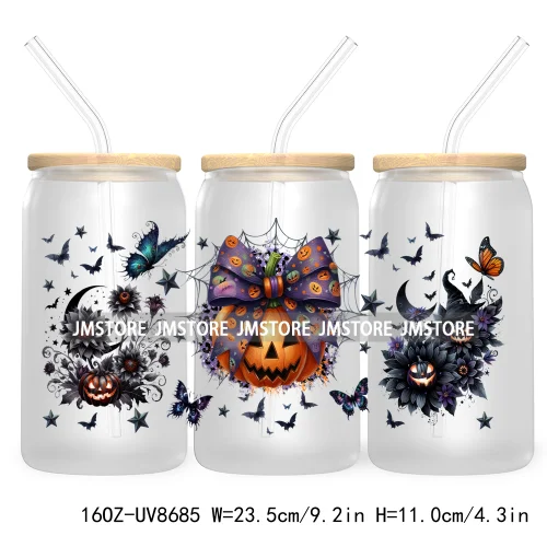 Spooky Witch Social Club UV DTF Cup Wrap For 16OZ Libbey Glass Cups Can Transfer Stickers Custom Labels Logo Halloween Season