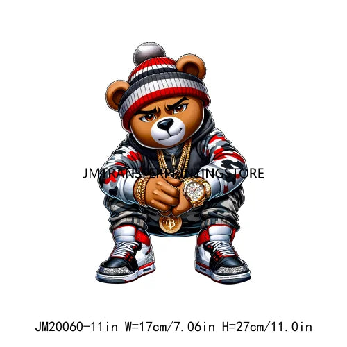 Cool Streetwear Winter Bear Crew Christmas Santa Snowman Reindeer Gingerbread DTF Transfers Stickers Ready To Press For T-Shirts