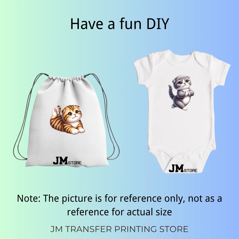 15cm 5.9in Kids Yoga Kungfu Cat Iron On Transfer Stickers For Clothes DTF Printed Vinyl Thermal Appliques Washable T-Shirt Decal