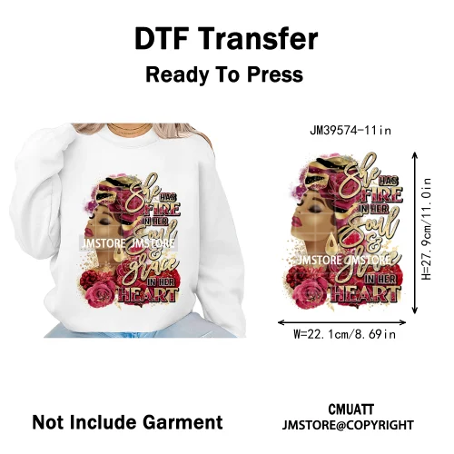 Fashion Afro Girls Pray Christian Black Boss Lady Printing Iron on DTF Washable Transfers Stickers Ready to Press for Clothes