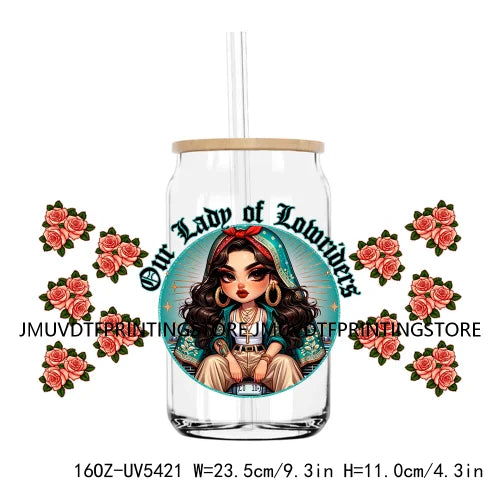 Proud Latina Chicano Girl With Rose UV DTF Transfer Stickers Decal For Libbey Cold Cups Mugs Tumbler Waterproof DIY Logo Mexican