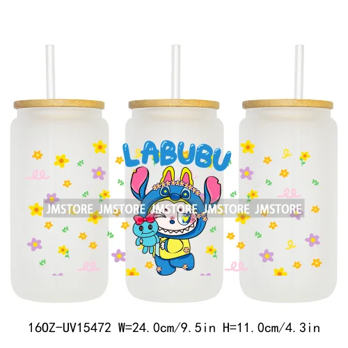 Cute Mama Doll Cartoon Mirror Bow 16OZ UV DTF Cup Wraps Ready To Apply Waterproof Transfer Stickers For Libbey Glass Can Tumbler