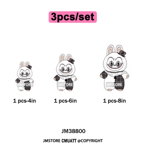 Retro Laboo Halloween Horror Character Washable Printing Iron on DTF Heat Transfers Stickers Ready to Press for Clothes Bags