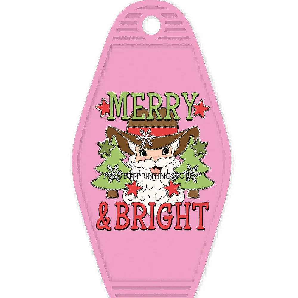 Howdy Christmas High Quality WaterProof UV DTF Sticker For Motel Hotel Keychain Making Spirits Bright Snowman