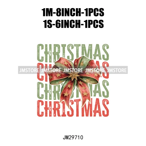 Christmas Girly Vibes Santa Winter Jesus Coquette Bow Tis The Season Iron On DTF Transfers Stickers Ready To Press For Clothes