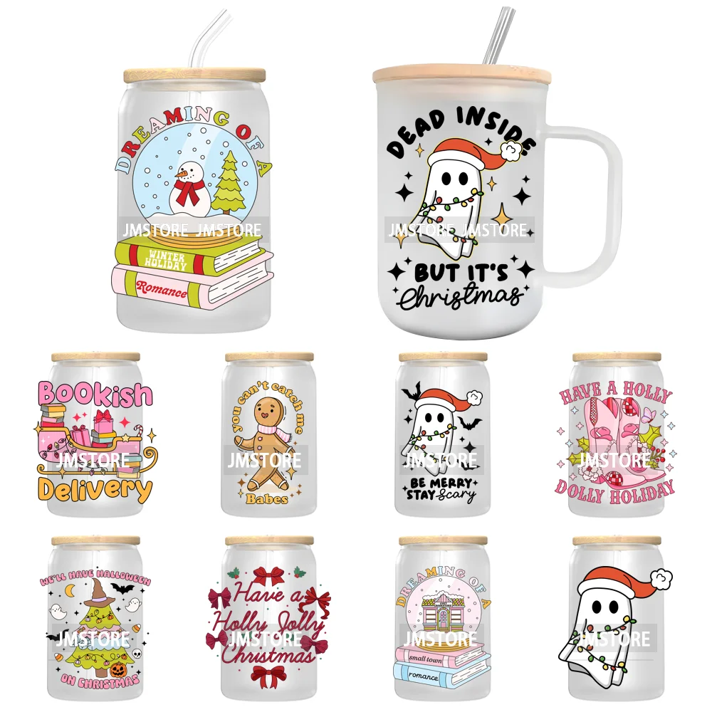 Dead Inside But It's Christmas UV DTF Transfer Stickers Decals For Libbey Cold Cups Mugs Tumbler Trendy Label Gingerbread Season