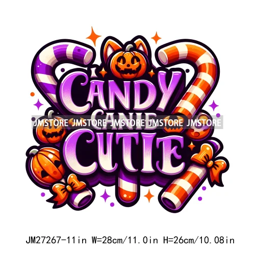 Cute Pumpkin Ghost Boo Creeep It Real Happy Halloween Spooky Witch Vibes Season Design DTF Iron On Transfer Stickers For Hoodies