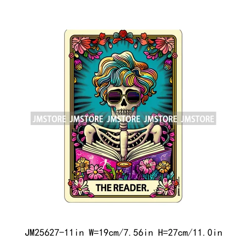 Funny True Crime Junkie Reader Teacher Drunk Housewife Queen Tarot Card DTF Iron On Transfer Stickers Ready To Press For Clothes