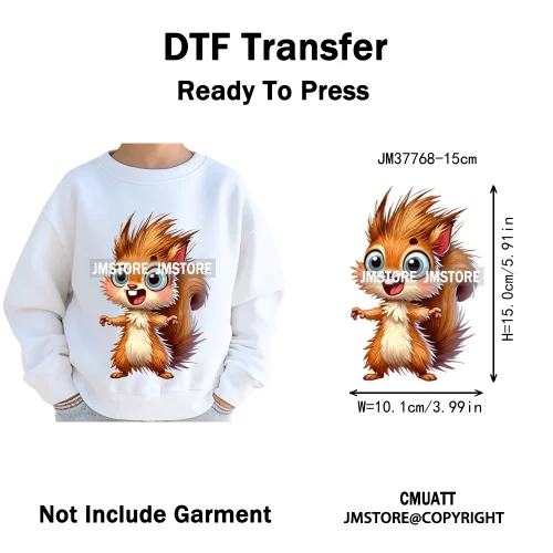 15cm 5.9in Kids Quirky Safari Cartoon Animal Iron On Transfers Stickers For Clothing DTF Printed Appliques Washable T-Shirts