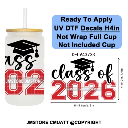 My Last First Day Senior 2026 UV DTF Cup Decals Ready To Apply Transfer Stickers Durable Custom Labels For Libbey Glass Can Mug