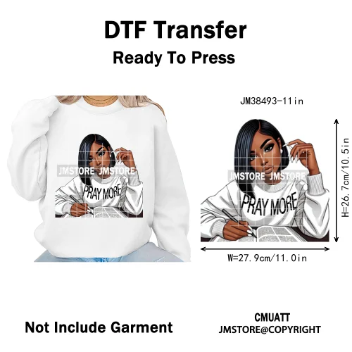 Motivational African Girls Melanin Queen Hope Faith Self Love Printing Iron on DTF Transfer Stickers Ready to Press for Clothing