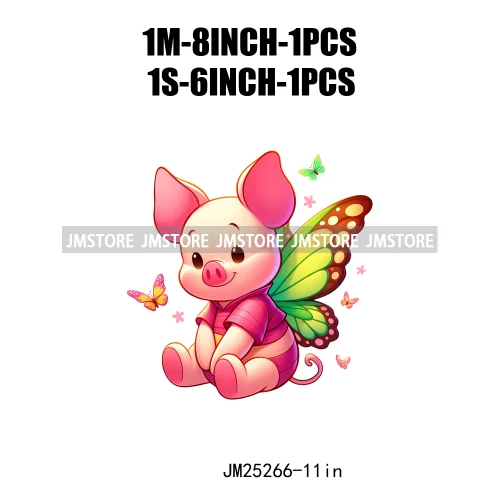 Cute Butterfly Baby Cartoon Animal Printing Decals Iron On DTF Heat Press Transfers Stickers Ready To Press For T-shirts Bags