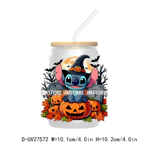 Cartoon Couple Halloween Scary Pumpkin UV DTF Transfer Sticker Decals For Libbey Cold Cup Mug Tumbler Nightmare Before Christmas