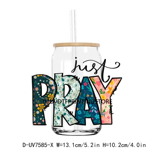 Pray God Jesus Faith Blessed UV DTF Transfers Stickers Decals For Libbey Cold Cups Mugs Tumbler Waterproof DIY Logo Girls Trip