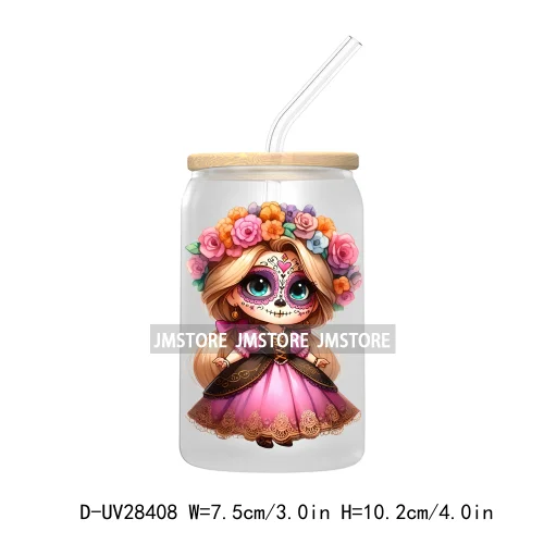 Mexican Little Princess UV DTF Transfer Stickers Decals For Libbey Cold Cups Mugs Tumbler Waterproof Craft Day of the Dead Girls