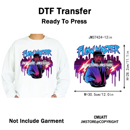 12in Dino Trucks Drip Or Die Skull Beats Graffiti Streetwear Man Design Iron on DTF Transfer Stickers Ready to Press for Clothes