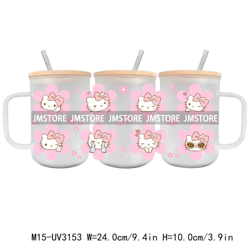 Cartoon Baby Little Princess UV DTF Glass Can Wrap For 15OZ Mug Glass Cup Transfer Stickers DIY Custom Logo Labels Magic Kingdom