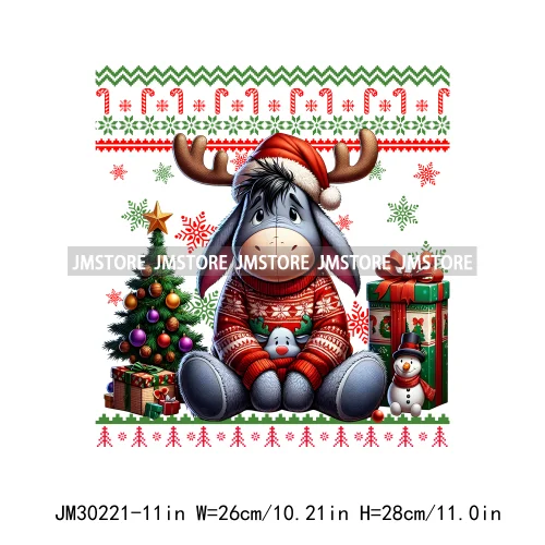 Cartoon Christmas Character Ugly Sweater Friends Deer Winter Holiday Gifts Iron On DTF Heat Press Transfers Stickers For Hoodies