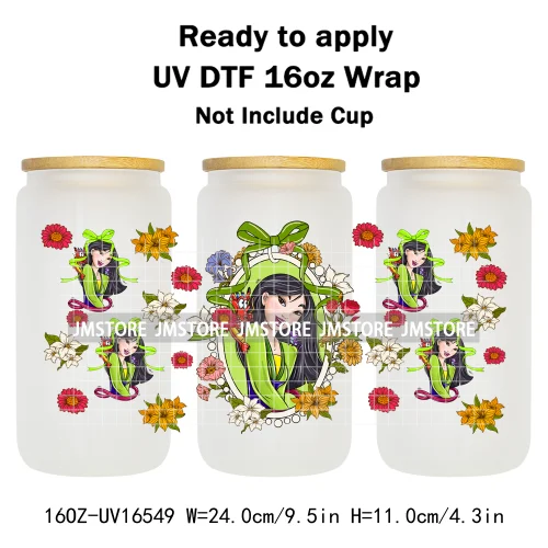 Magical Mirror Princess Coquette Bow 16OZ UV DTF Cup Wraps Ready To Apply Waterproof Transfer Stickers For Libbey Glass Can Mugs