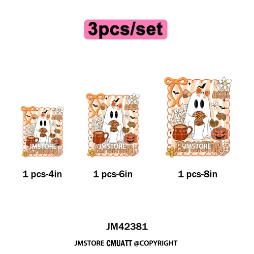Ghost Coquette Spanish Halloween Pan Dulce Conchas And Cucuy Iron on DTF Washable Transfers Stickers Ready to Press for Textiles