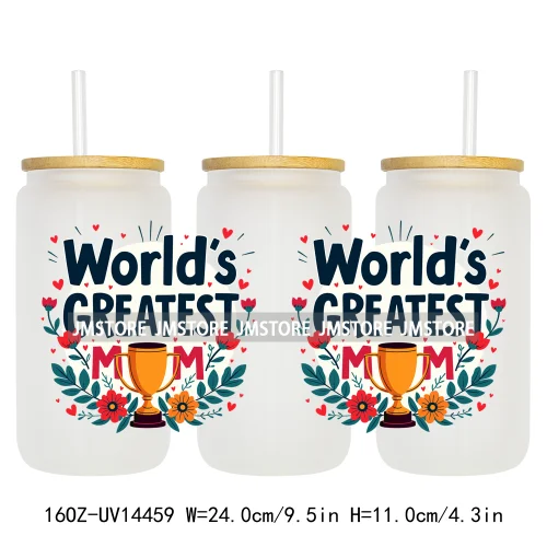 Mother's Day Quotes Mom Love UV DTF Wraps Transfer Sticker Waterproof Custom UV DTF Prints For 16OZ Libbey Glass Can Tumbler Mug