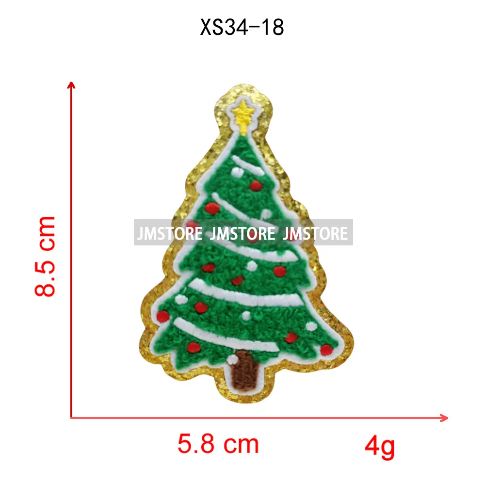 Cute Santa Claus Socks Snowman Merry Christmas Winter Vibes Glitter Sequin Iron on Embroidered Chenille Patches for Hoodies