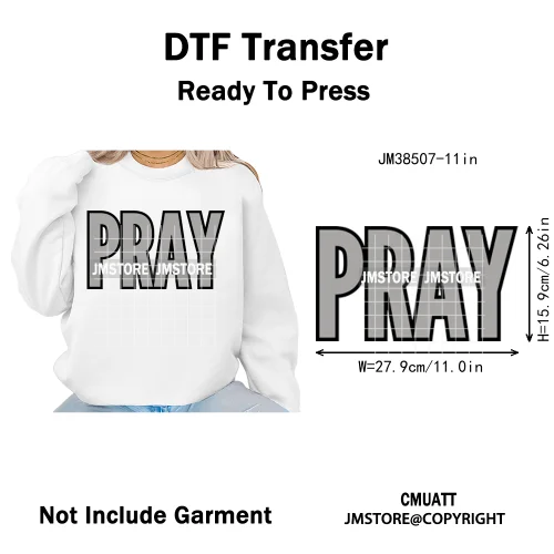 Inspirational God Faith Quotes Good Vibes Blessed Logos Iron on DTF Washable Transfers Stickers Ready to Press for T-shirts Bags
