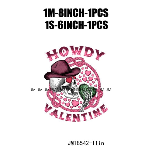 Pink Love Howdy Honey Valentine's Day Printing Designs Iron On Western Cowgirl Boat Hat DTF Transfers Stickers For T-Shirts Bag