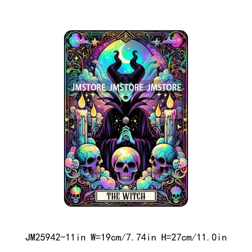 Custom Horror Halloween Emperor Empress Witch Skull Tarot Card Decals DTF Iron On Transfers Stickers Ready To Press For Clothing