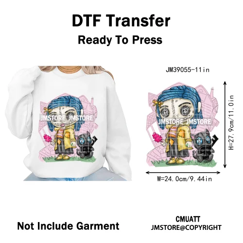 Spooky Scary Vibes Cartoon Halloween Ghost Designs Iron on DTF Washable Heat Transfers Stickers Ready to Press for Textile Bags