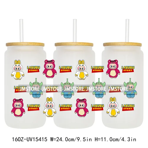 Hot Sale Cute Cartoon Monsters UV DTF Wraps Transfer Sticker DIY Custom Prints High Quality For 16OZ Libbey Glass Can Tumbler