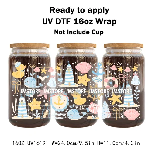 Books Coffee Coquette Fruits Girly 16OZ UV DTF Cup Wrap Ready To Apply Waterproof Transfer Stickers For Libbey Glass Can Tumbler