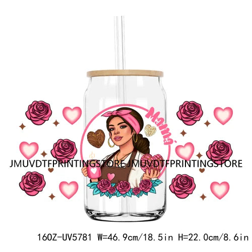 Chingona Chicana Mom 16OZ UV DTF Cup Wrap Transfer Stickers Chibi Mama Custom Label Durable Waterproof Logo For Libbey Glass Can