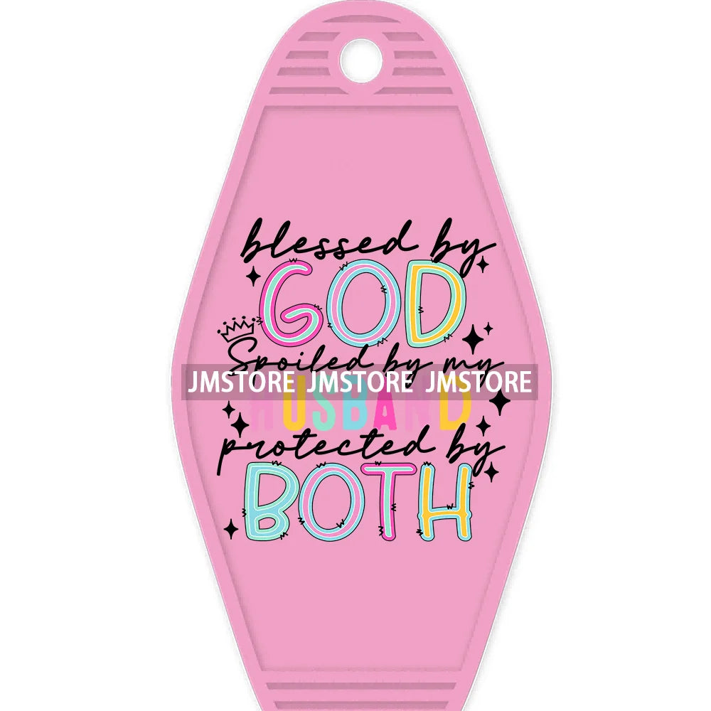 Blessed God Faith Quote High Quality WaterProof UV DTF Sticker For Motel Hotel Keychain Retro Mama Needs Coffee Labels DIY Logo