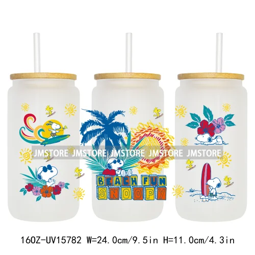 Retro Puppy Cartoon Best Friends 16OZ UV DTF Cup Wraps Ready To Apply Waterproof Transfer Stickers For Libbey Glass Can Tumbler