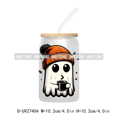 Cute Bougie Ghost Boo Halloween UV DTF Transfer Stickers Decals For Libbey Cold Cup Mug Tumbler High Quality Fall Pumpkin Season