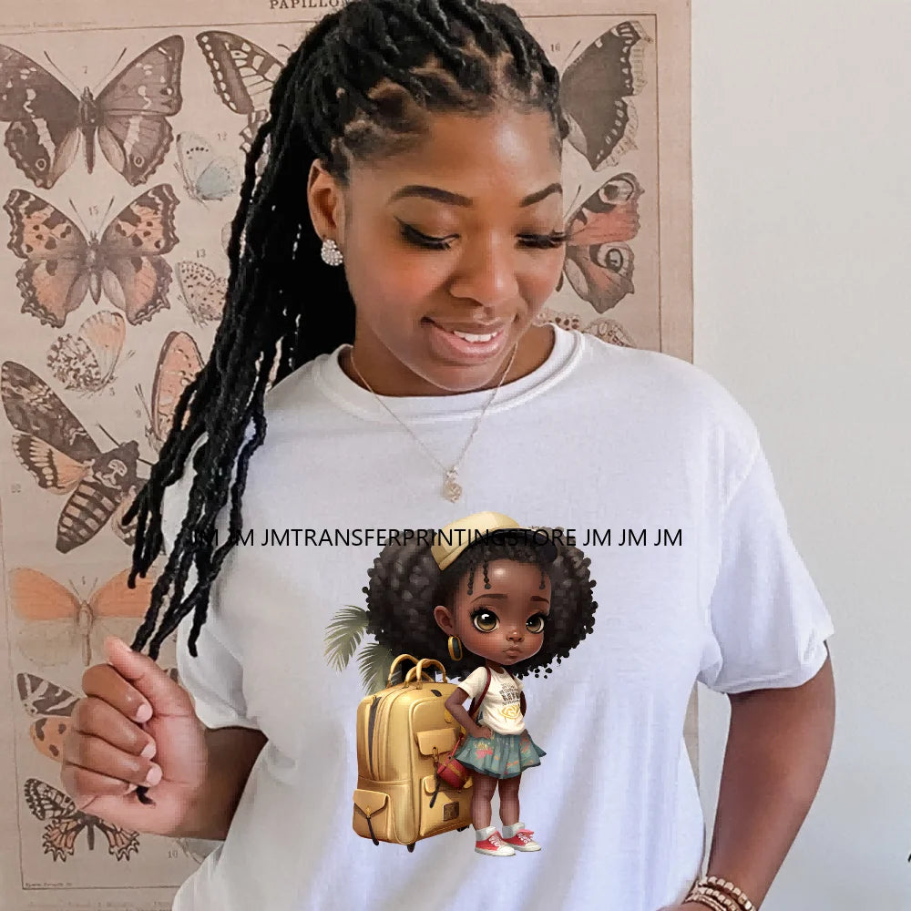 Lovely African American Black Cupids Valentine Praying Angels Boys Girls Religious Iron On DTF Transfers Stickers For Clothes