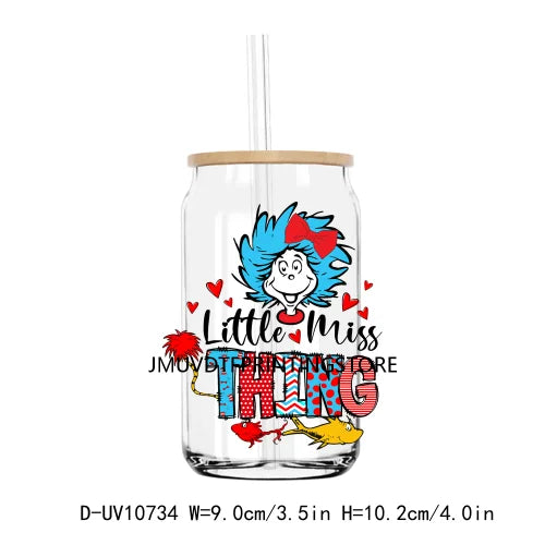 Dr Seuss Day Reading Books UV DTF Transfer Sticker Decals For Libbey Cold Cup Mugs Tumbler Teacher Life Love Waterproof DIY Logo