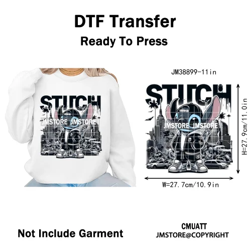 Urban Cartoon Character Streetwear Thermal Printing Iron on DTF Washable Transfers Stickers Ready to Press for Clothing Bags