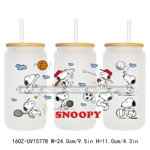Retro Puppy Cartoon Best Friends 16OZ UV DTF Cup Wraps Ready To Apply Waterproof Transfer Stickers For Libbey Glass Can Tumbler