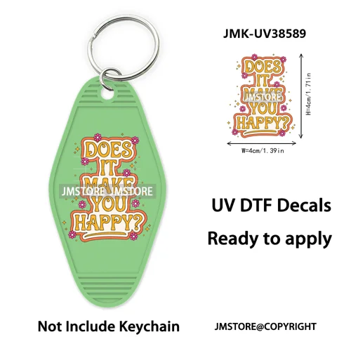 Positive Quotes Books Coffee Lover Girly UV DTF Motel Keychain Decal Ready To Ship Transfer Stickers Prints For Hotel Keychain