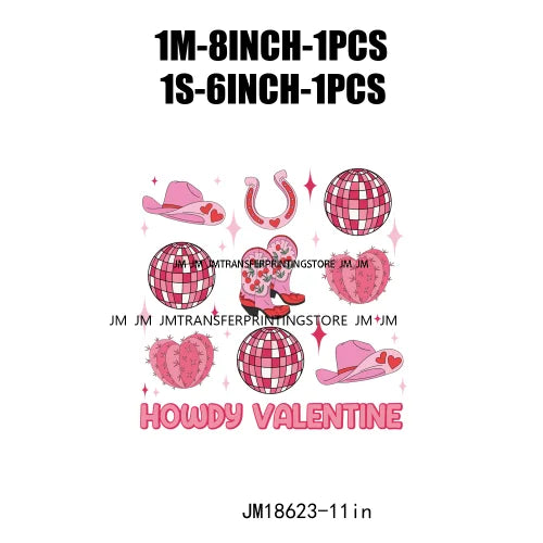 New Western Howdy Valentine's Day Iron On Thermal Designs Logos DTF Pick Up Cowboy Transfer Stickers Ready To Press For T-Shirts