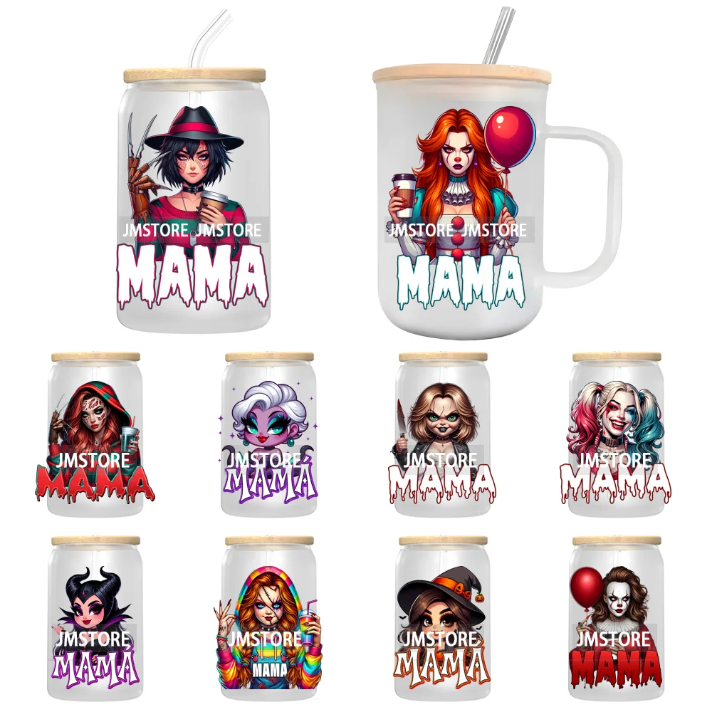 Halloween Horror Mama Dad Movie Killers UV DTF Transfers Stickers Decals For Libbey Cold Cups Mugs Tumbler High Quality Labels