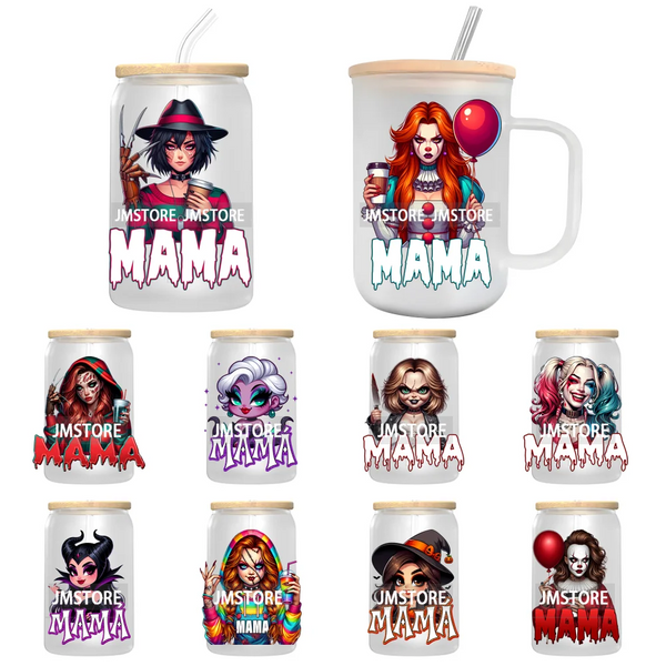 Halloween Horror Mama Dad Movie Killers UV DTF Transfers Stickers Decals For Libbey Cold Cups Mugs Tumbler High Quality Labels