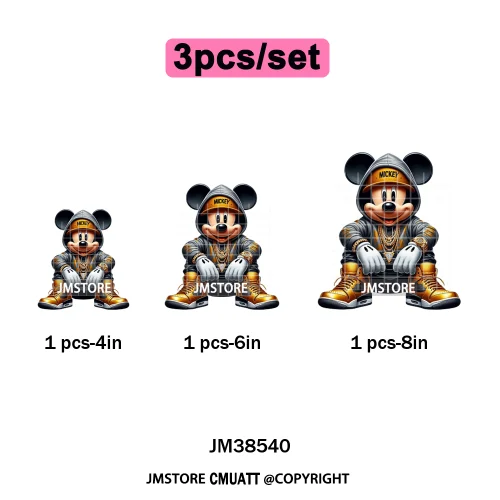 Cool Hip Hop Cartoon Animal Characters Streetwear Thug Life Iron on DTF Washable Transfers Stickers Ready to Press for Clothes