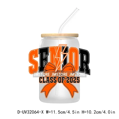 Coquette Bow Senior 2025 Western Grad Squad UV DTF Transfer Stickers Decals For Libbey Cold Cups Mugs Tumbler Waterproof Logo