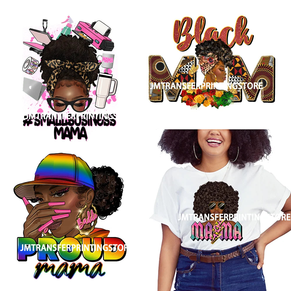 Blessed Proud Black Women Small Business Mama Cheer Mom Life Logos Autism Mom DTF Transfer Stickers Ready To Press For Hoodies