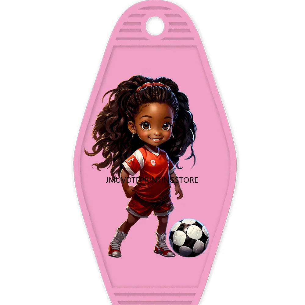 Cute Basketball Girl Players High Quality WaterProof UV DTF Sticker For Motel Hotel Keychain Cheerleading Girls