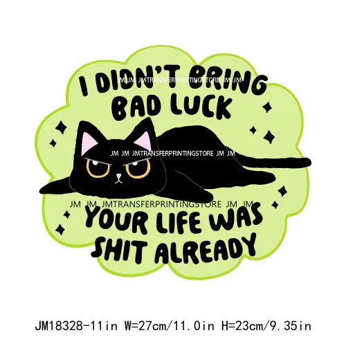 DIY Lovely Cat No Lazy Don't Stress Love And Light Decals Positive Quotes DTF Transfers Stickers Ready To Press For Hoodies